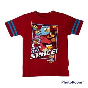 Angry Birds Space I NEED MY SPACE! Graphic Red T-Shirt Top Size 7 (S) Kids